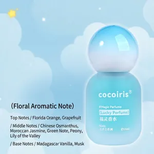 Minimalistische blaue runde Parfümflasche 15 ml für Frauen mit langanhaltendem blumigem Duft