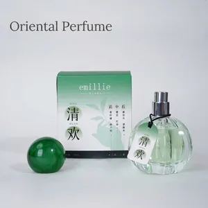 Orientalisches Parfüm mit eleganter grüner Glasflasche und Verlaufsverpackung