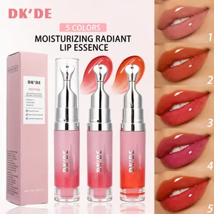 DKDE Radiant Lip Essence With Metallic Massage Head Peptide Vitamin C Squalane Moisturizing Lip Gloss For Women Makeup