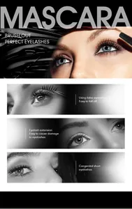 Black waterproof mascara detail showing eyelash lengthening and curling effects