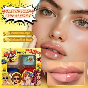 Detail view of DK'DE 4-piece lip mask set showcasing moisturizing and lip line reduction