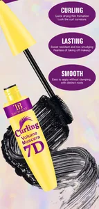 Close-up of Tao Beauty 7D mascara wand and thick black cream texture