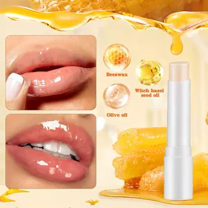 Vista detallada del bálsamo labiale hidratante con miel para labios brillantes
