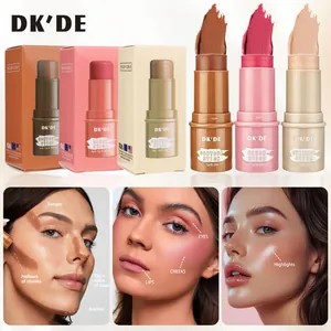 DKDE Multi-Functional Makeup Stick Contour Blush Shimmer Highlighter Cream Stick For Face Lips Cheeks Long Lasting Waterproof Cosmetic Stick