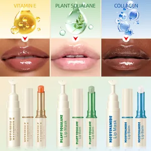 Close-up of 3-color lip mask and balm set for moisturizing and repairing dry lips.