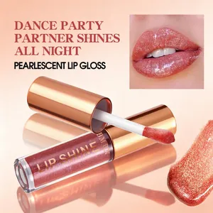Detailansicht von BMBN Perlglanz-Lipgloss mit hochglänzendem Glitzer-Finish und Swatch