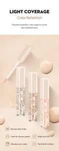 Detailansicht von flüssigen Concealer-Tuben mit feuchtigkeitsspendenden Texturproben