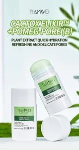 Close-up of TIANWEI pore relief multi balm showing green plant extract solid stick