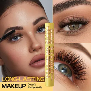 Detailed close-up showing the lengthening and volumizing effect of waterproof mascara