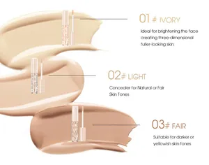 Flüssiger Concealer in den Farbtönen Ivory, Light und Fair für verschiedene Hauttypen.