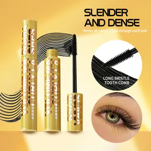 Detailed macro view of the mascara brush and its lengthening effect on individual lashes