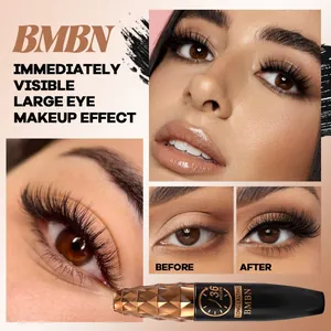 Vista dettagliata del tubetto di mascara BMBN e risultati professionali del trucco degli occhi