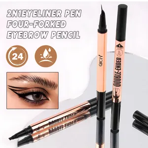 2-in-1 waterproof eyeliner and four-forked eyebrow pencil for long-lasting makeup
