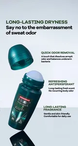 Detail view of FORMBO men's roll-on antiperspirant bottle with 48h long-lasting fragrance