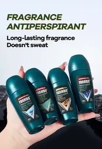 Four scents of FORMBO men's roll-on antiperspirant for long-lasting freshness and sweat control