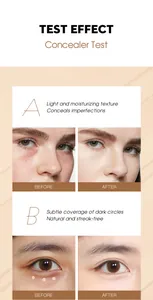 Vorher-Nachher-Effekt des feuchtigkeitsspendenden Concealers für Augenringe und Flecken.