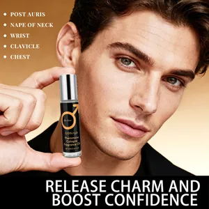 Male model holding bosuya Pheromone Cologne Fragrance Oil rollerball perfume bottle