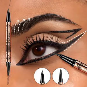 Dual-ended waterproof eyeliner and four-tip eyebrow pencil for natural long-lasting makeup