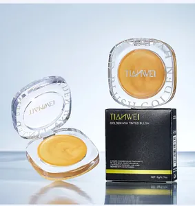 Detailed studio view of TIANWEI Golden Hya Tinted Blush in clear cases and black paper box