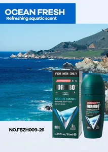 Detailed view of FORMBO men's Ocean Fresh roll-on antiperspirant with packaging box.