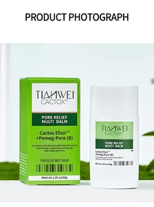 Close-up detail of TIANWEI Pore Relief Multi Balm with packaging and stick container