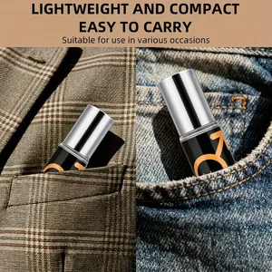Compact roll-on perfume bottle fits perfectly in suit and denim pockets for portability.