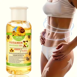 Detail view of DK'DE sunflower vitamin massage oil showing moisturizing effects