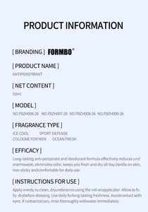 Detailed product specifications and usage instructions for FORMBO antiperspirant.