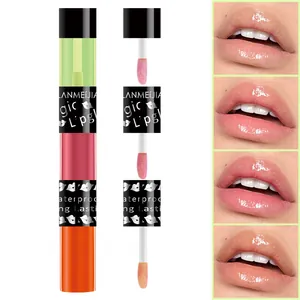 Tri-Color Temperature Sensing Color Changing Lip Oil Moisturizing Hydrating Reducing Lip Lines Waterproof Lip Gloss Makeup