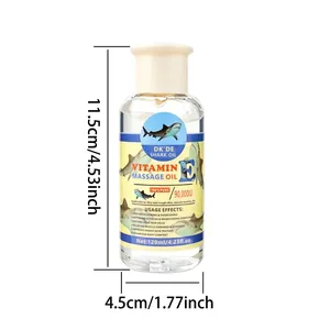 Vitamin E massage oil for body soothing and moisturizing, 120ml bottle with dimensions