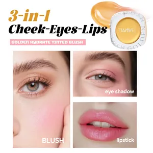 Versatile 3-in-1 golden hydrate tinted blush palette for cheeks, eyes, and lips makeup.