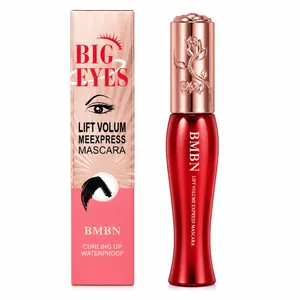 BMBN waterproof mascara in elegant red bottle with rose gold flower embossed cap