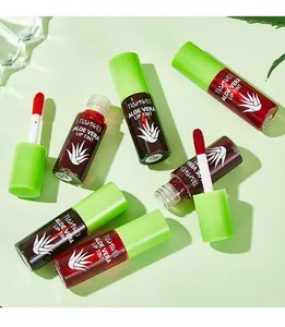 Detailed view of six TIANWEI Aloe Vera waterproof lip tints with applicators visible