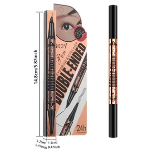 Waterproof double-ended eyebrow pen and eyeliner set with 24h long-lasting formula.