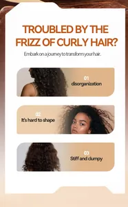 Détail montrant les problèmes de cheveux bouclés : frisottis, désordre et paquets.