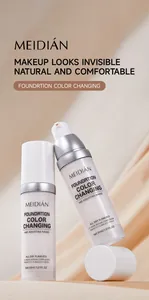 Detail showing MEIDIAN color changing foundation bottles for natural flawless finish