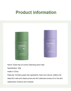 Detalles del producto para los sticks de mascarilla sólida MEIDIAN de té verde y berenjena