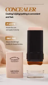 Vue détaillée du stick fond de teint MEIDIAN à double embout avec pinceau intégré.