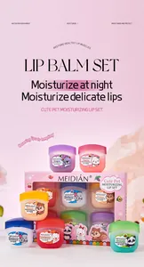Primer plano del set de mascarillas labiales hidratantes MEIDIÁN de frutas
