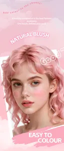 Close-up van een model met mat roze blush-effect voor een natuurlijke make-uplook