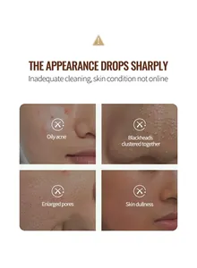 Visuele gids voor huidproblemen zoals acne, mee-eters en poriën voor reinigingssticks.