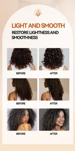 Comparaison avant et après de la crème pour boucles à l'huile de Batana pour cheveux lisses