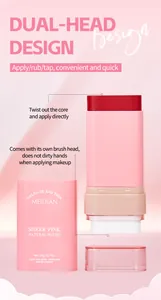 MEIDIAN tweekoppige kussen blush stick met details van crème kern en borstelkop