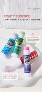 Vista detallada del set de bálsamo labial frutal MEIDIÁN con varios aromas y tipos.