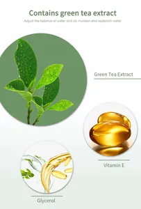 Detalle que muestra extracto de té verde, vitamina E y glicerol para mascarilla