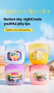 Four-piece MEIDIAN lip mask set displayed on a sunny beach for deep lip hydration