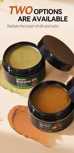 Vue détaillée de deux crèmes pour boucles à l'huile de Batana aux textures lisses