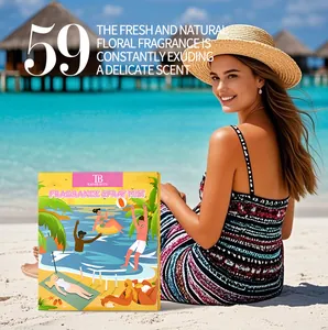 Set da 5 spray profumati Tao Beauty con fresca fragranza floreale su sfondo spiaggia