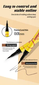 Close-up detail of 0.01mm ultra-fine liquid eyeliner nib with yellow pen body