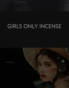 Artistic portrait detail for solid perfume balm with Girls Only Incense typography.